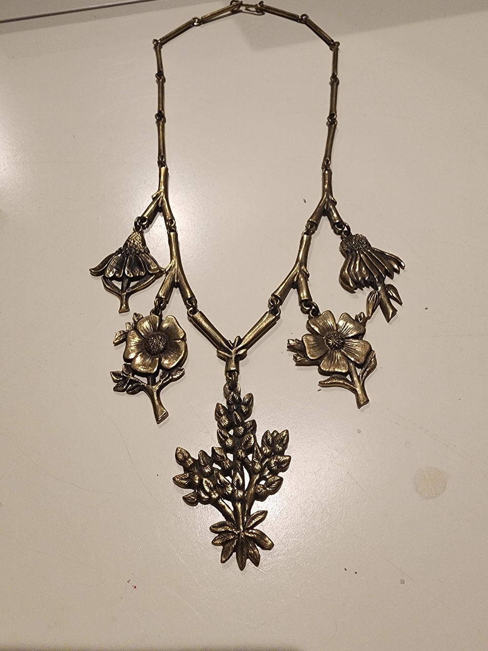 RARE RETIRED Vintage Jeep Collins Signed Texas Wildflower Statement Necklace